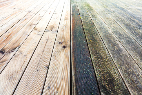 wooden deck comparison showing clean and dirty sections maintenance tips for wood surfaces 2 types of care